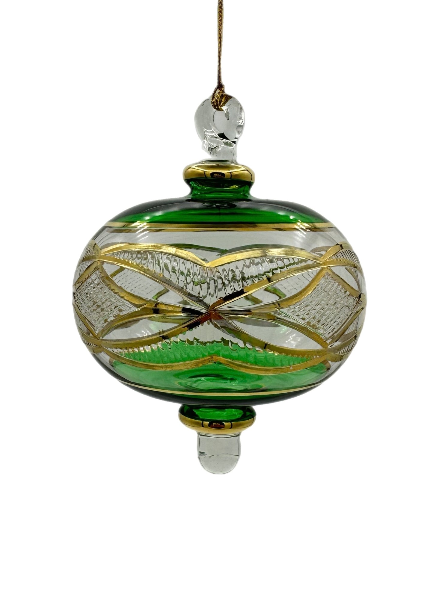 Gilded Ribbon Glass Lantern Ornament - 13cm