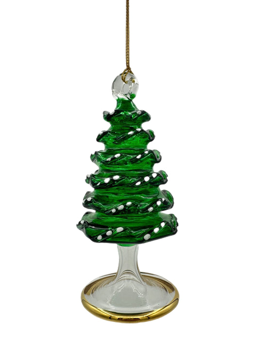 Evergreen Twist Glass Tree Ornament - 12cm