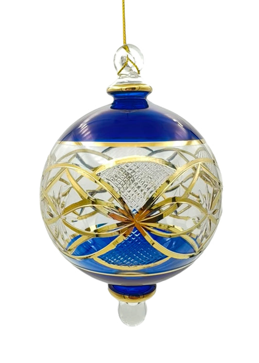 Golden Bloom Glass Ball Ornament - 14cm