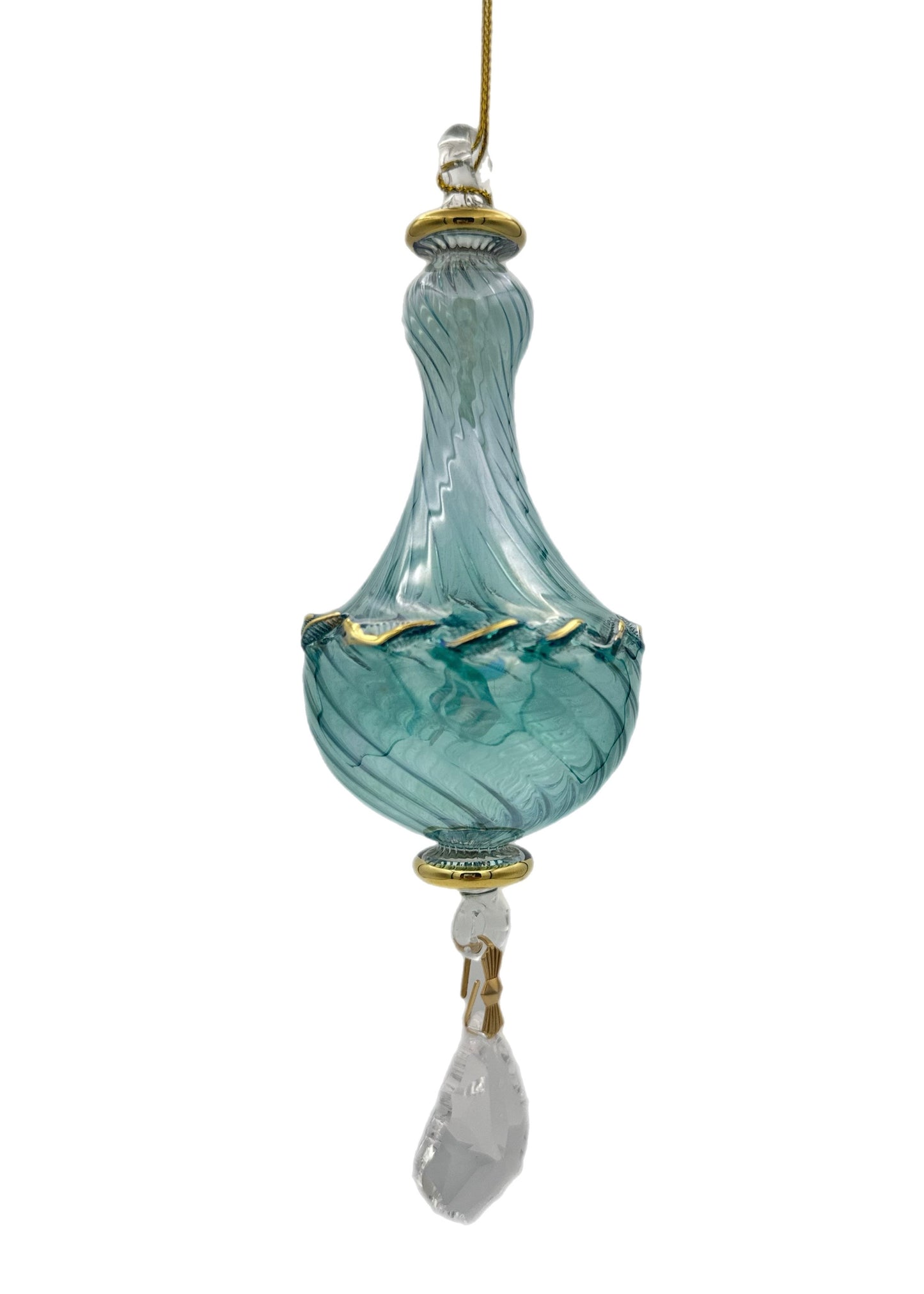 Verdant Glow Glass Drop Ornament - 14cm