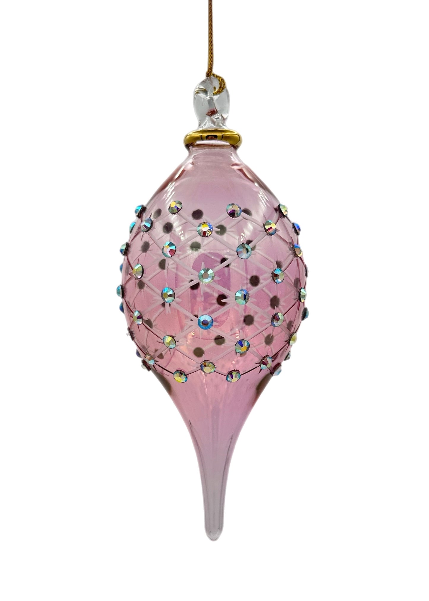 Jeweled Lattice Glass Finial Ornament - 16cm