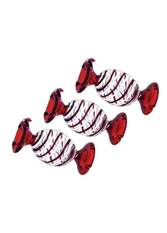 Candy Twist Glass Ornament - Set of 3 - 7.5cm