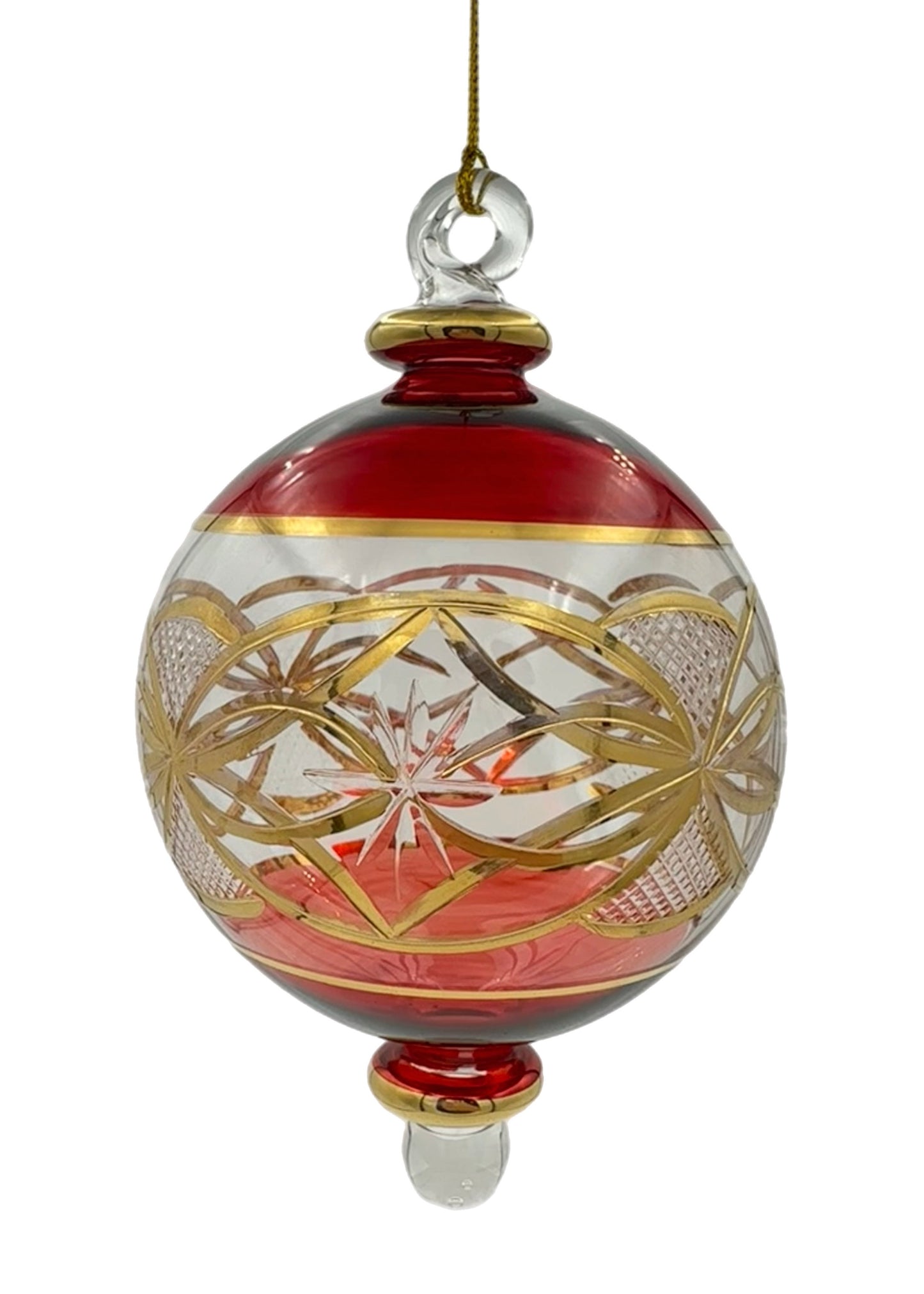 Golden Bloom Glass Ball Ornament - 14cm
