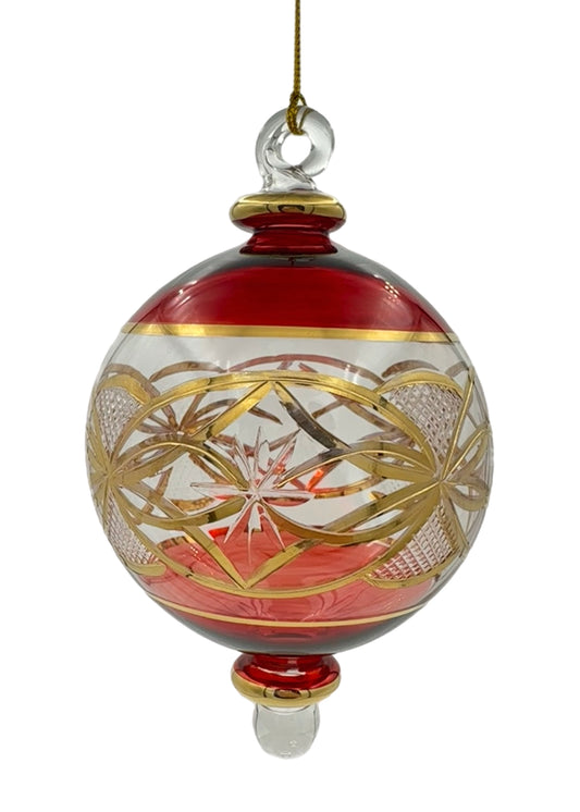 Golden Bloom Glass Ball Ornament - 14cm