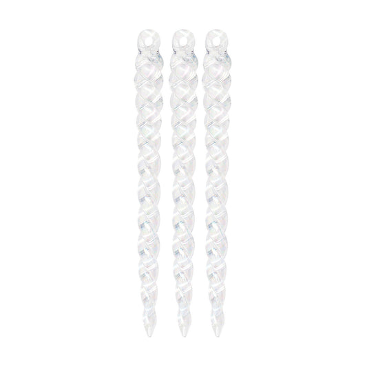 Twisted Crystal Glass Icicle - Set of 3 - 18cm