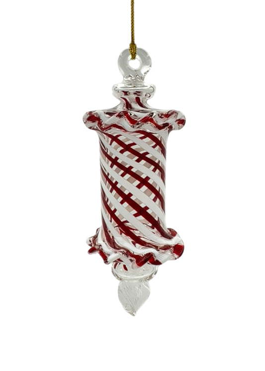 Ribbon Swirl Glass Wrapper Ornament - 12cm