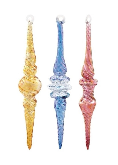 Baroque Spire Glass Ornament - Set of 3 - 15cm