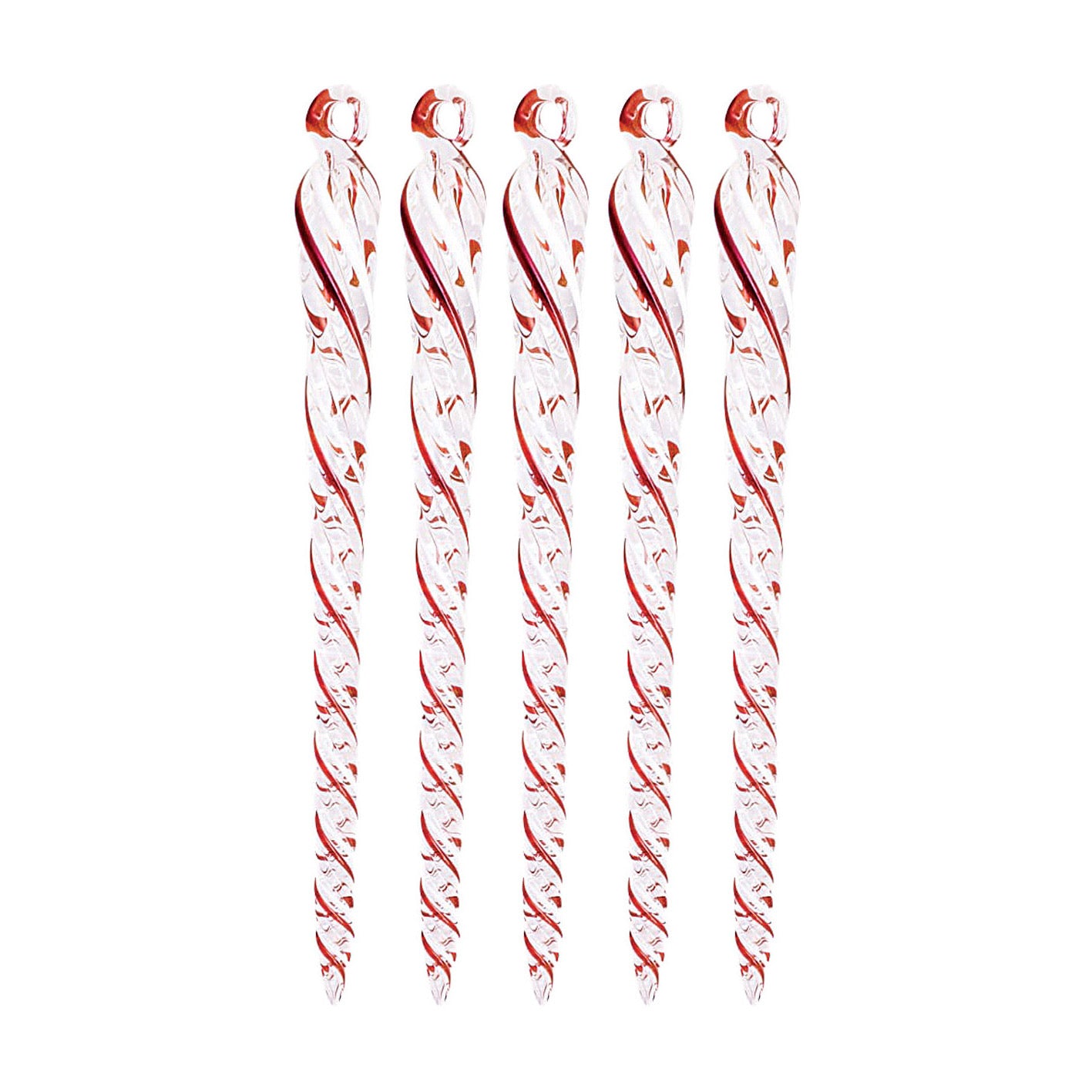 Swirled Icicle Glass Ornament - Set of 5 - 18cm