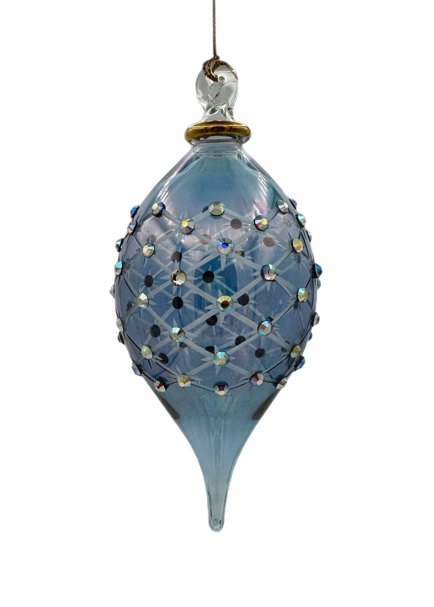 Jeweled Lattice Glass Finial Ornament - 16cm