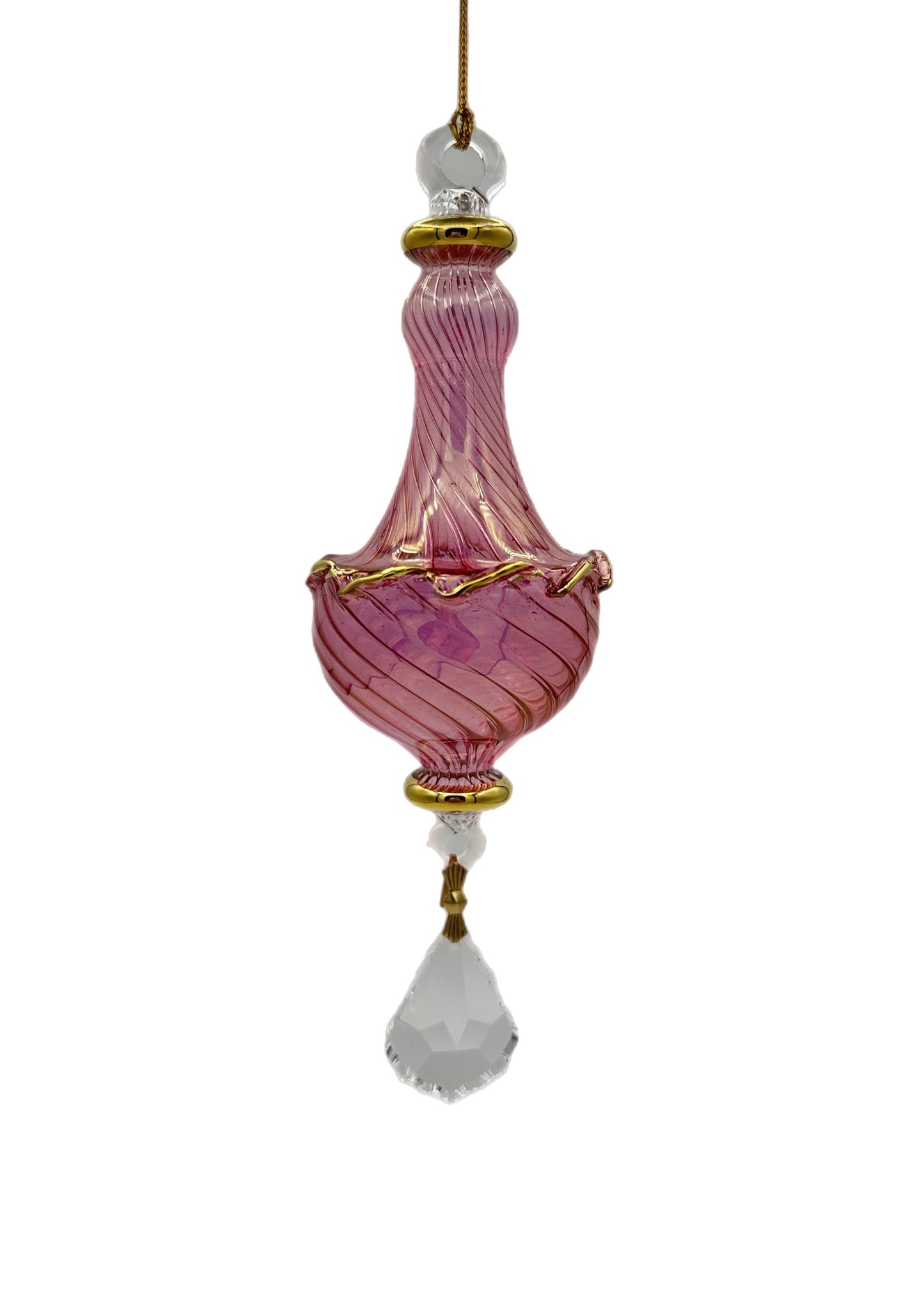 Verdant Glow Glass Drop Ornament - 14cm