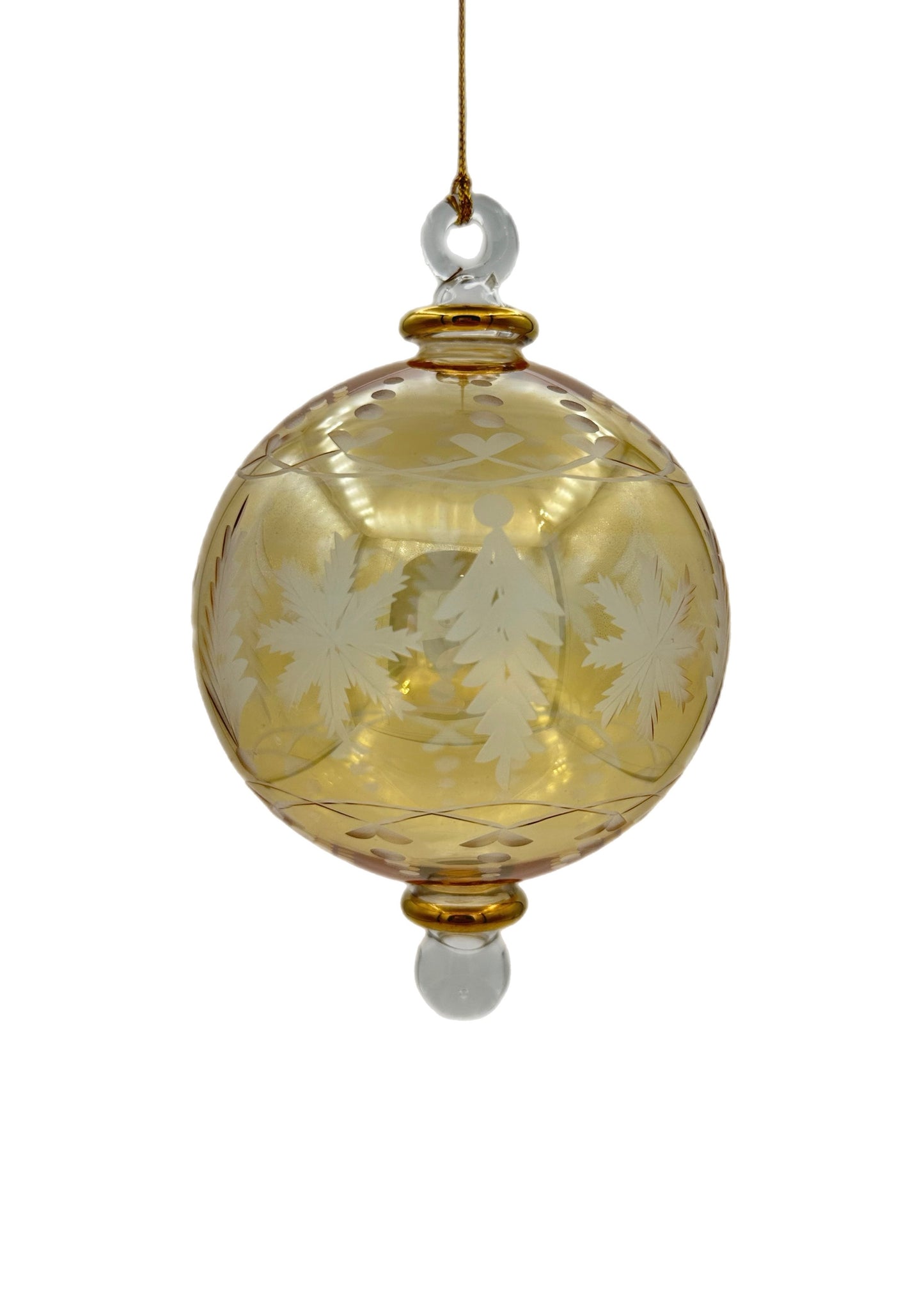 Snowfall Crest Glass Ball Ornament - 14cm