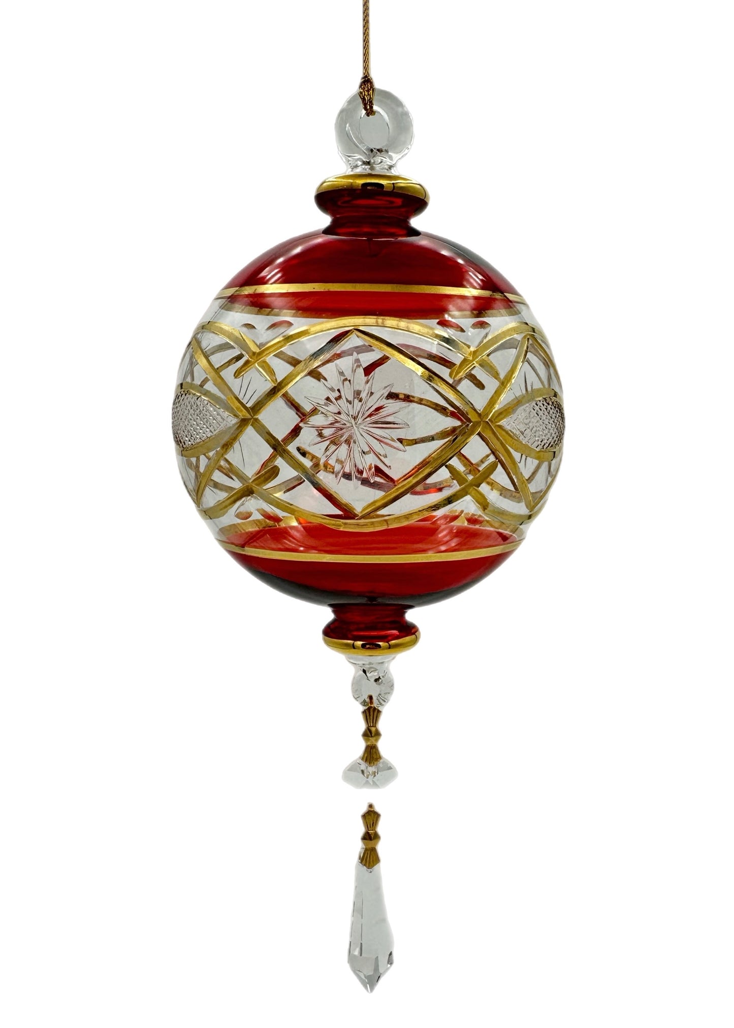 Regal Lattice Glass Drop Ornament - 20cm