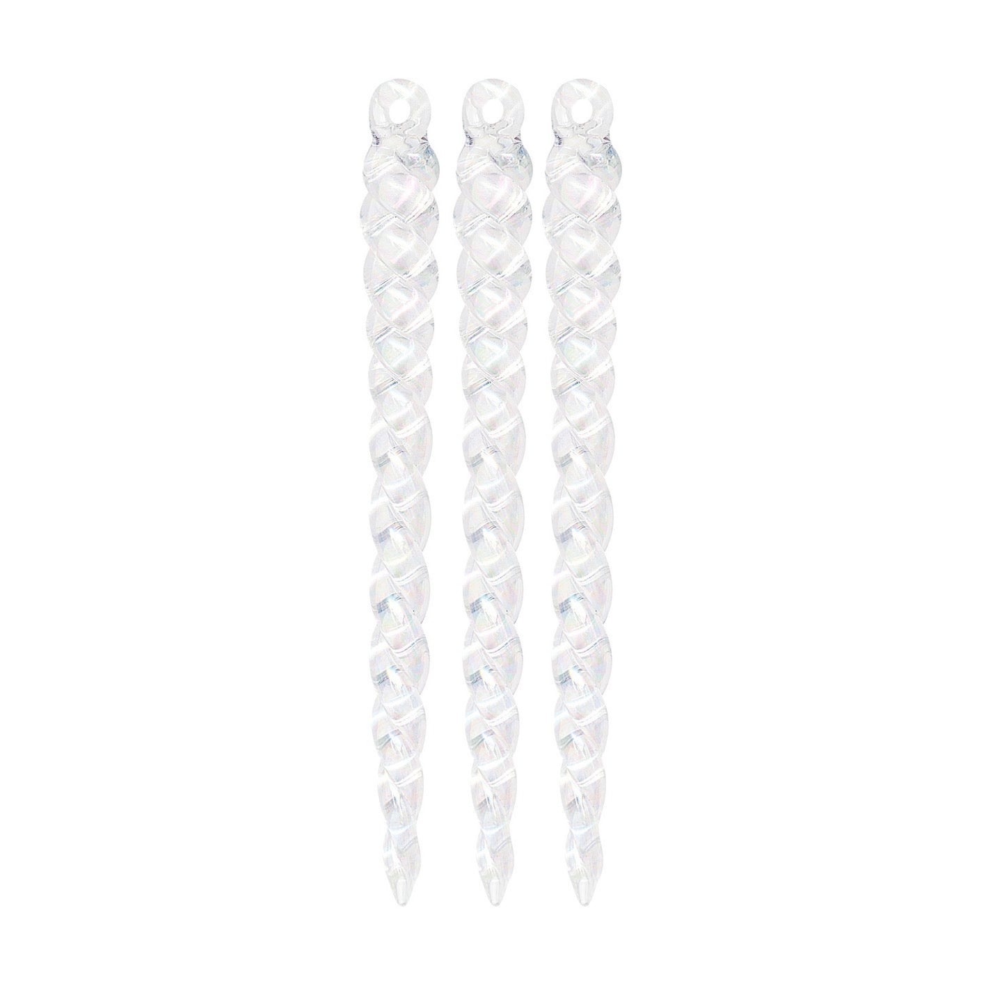 Twisted Crystal Glass Icicle - Set of 3 - 18cm