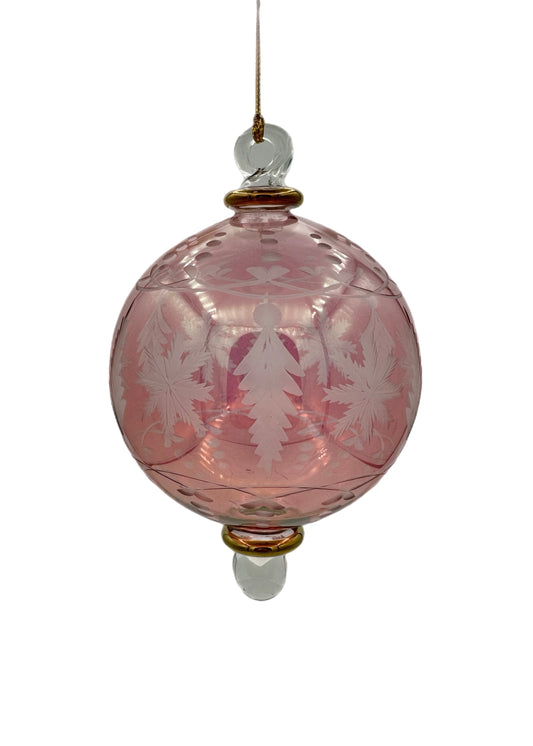 Snowfall Crest Glass Ball Ornament - 14cm