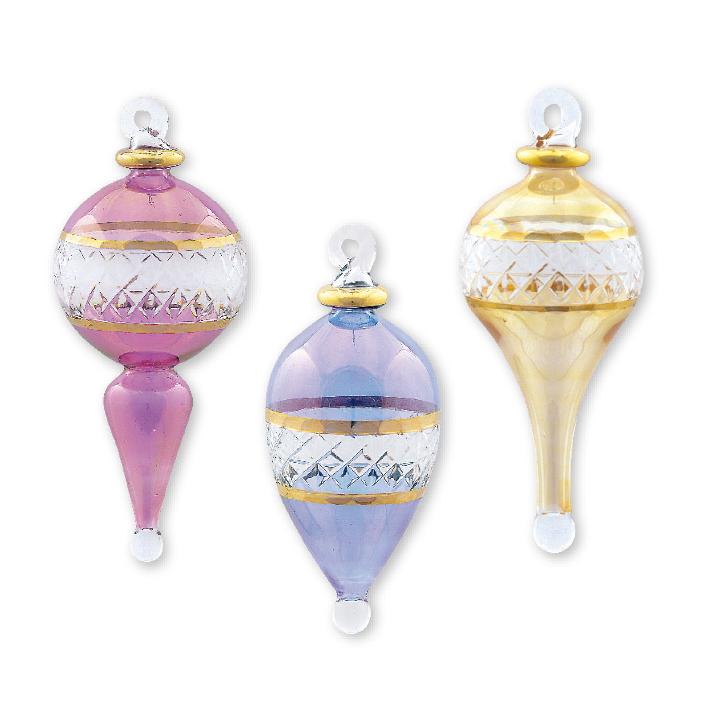 Radiance Drop Glass Ornament - Set of 3 - 10cm